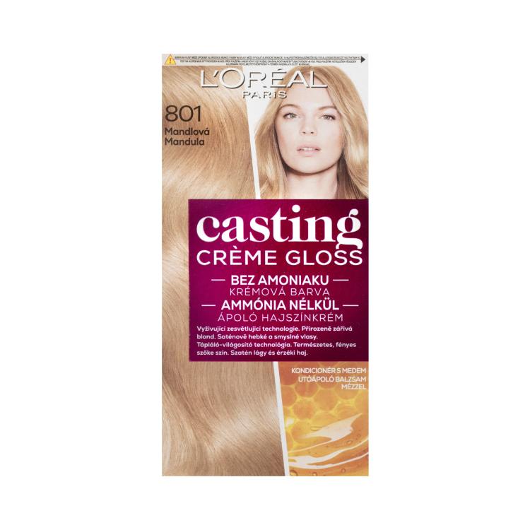 L&#039;Oréal Paris Casting Creme Gloss Glossy Blonds Boja za kosu za žene 48 ml Nijansa 801 Silky Blonde