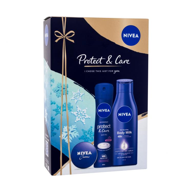 Nivea Care &amp; Protect Poklon set losion za tijelo 250 ml + antiperspirant Protect &amp; Care 48H 150 ml + univerzalna krema 30 ml