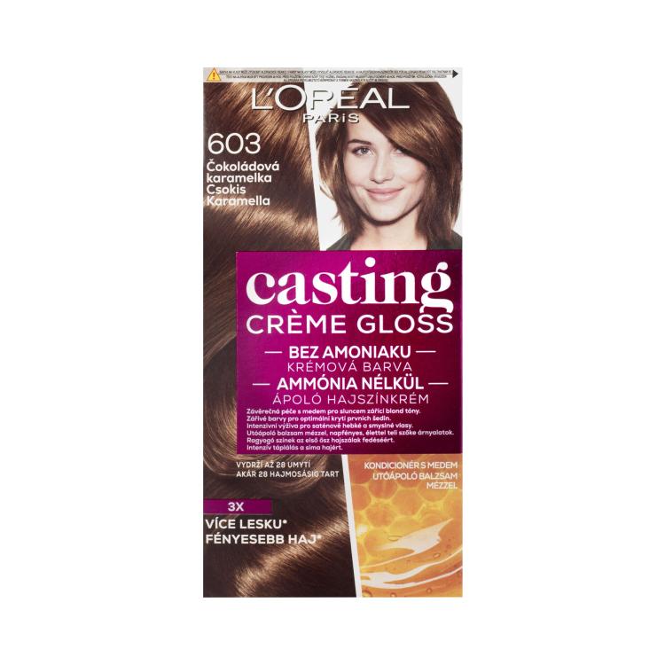 L&#039;Oréal Paris Casting Creme Gloss Boja za kosu za žene 48 ml Nijansa 603 Chocolate Caramel