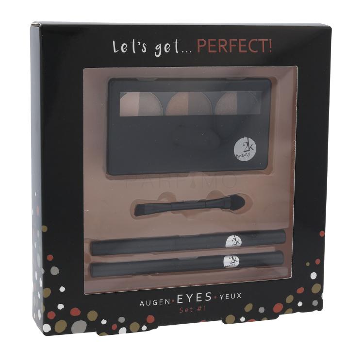 2K Let´s Get Perfect! Poklon set paleta sjenila za oči 3 x 2,2 g + aplikator sjenila za oči 1 ks + olovka za oči 086 0,2 g + olovka za oči 088 0,2 g