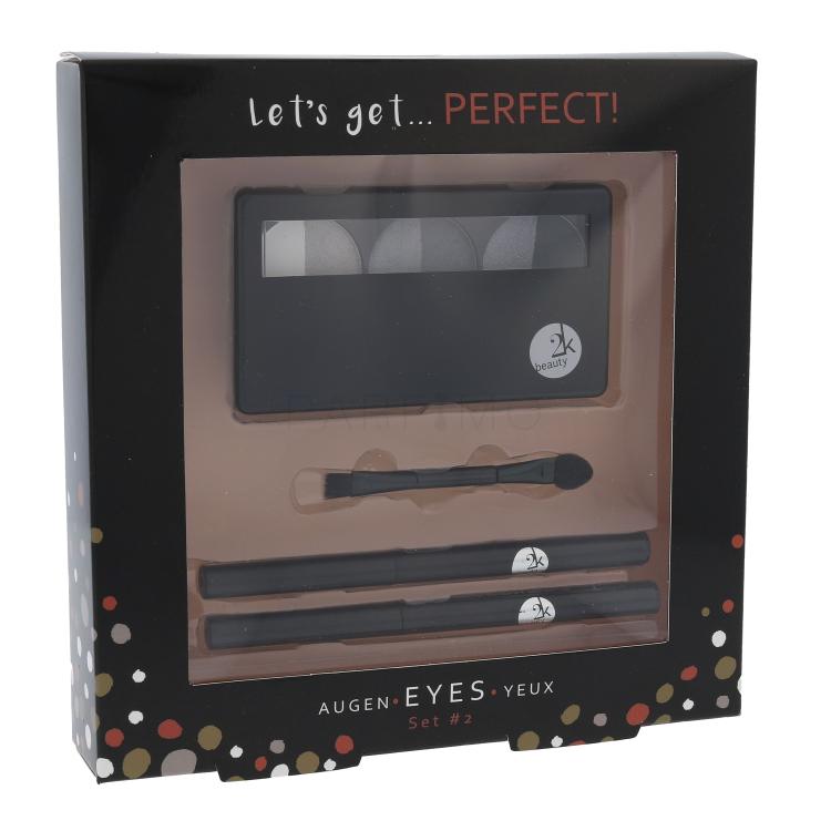 2K Let´s Get Perfect! Poklon set paleta sjenila za oči 3 x 2,2 g + aplikator sjenila za oči 1 ks + olovka za oči 086 0,2 g + olovka za oči 087 0,2 g