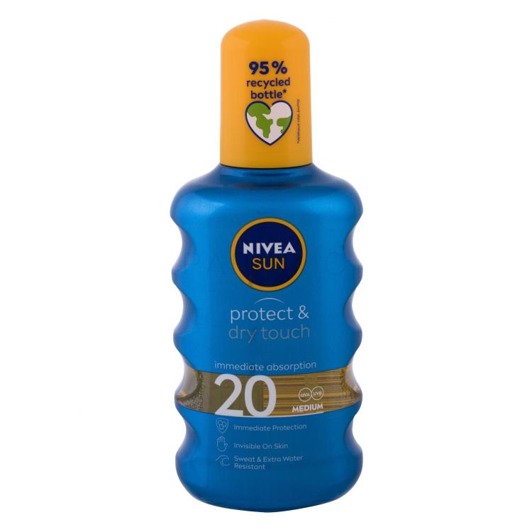 Nivea Sun Protect &amp; Dry Touch Invisible Spray SPF20 Proizvod za zaštitu od sunca za tijelo 200 ml