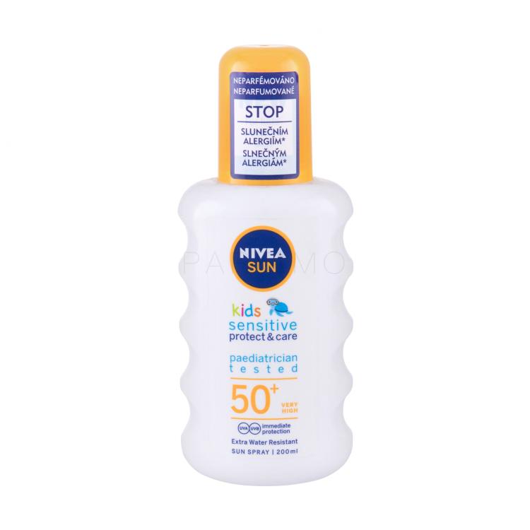 Nivea Sun Kids Protect &amp; Sensitive Sun Spray SPF50+ Proizvod za zaštitu od sunca za tijelo za djecu 200 ml