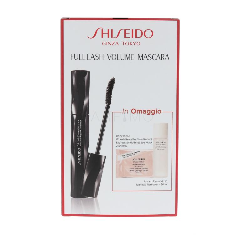 Shiseido Full Lash Poklon set maskara Full Lash Volume Mascara 8 ml + maska za područje oko očiju BENEFIANCE WrinkleResist24 2 ks + odstranjivač šminke Instant Eye And Lip Makeup Remover 30 ml