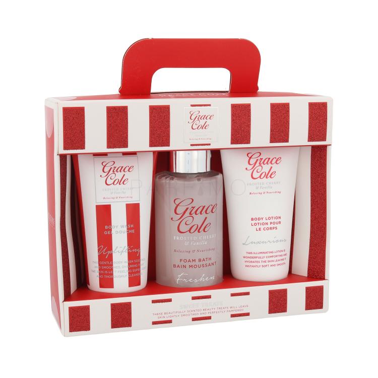 Grace Cole Frosted Cherry &amp; Vanilla Poklon set gel za tuširanje Uplifting 50 ml + losion za tijelo Luxurious 50 ml + pjena za tuširanje Freshen 100 ml