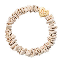 Gumice za kosu By Eloise London Skinny Silk Scrunchie Gold Heart 1 kom Sand