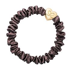 Gumice za kosu By Eloise London Skinny Silk Scrunchie Gold Heart 1 kom Mocha